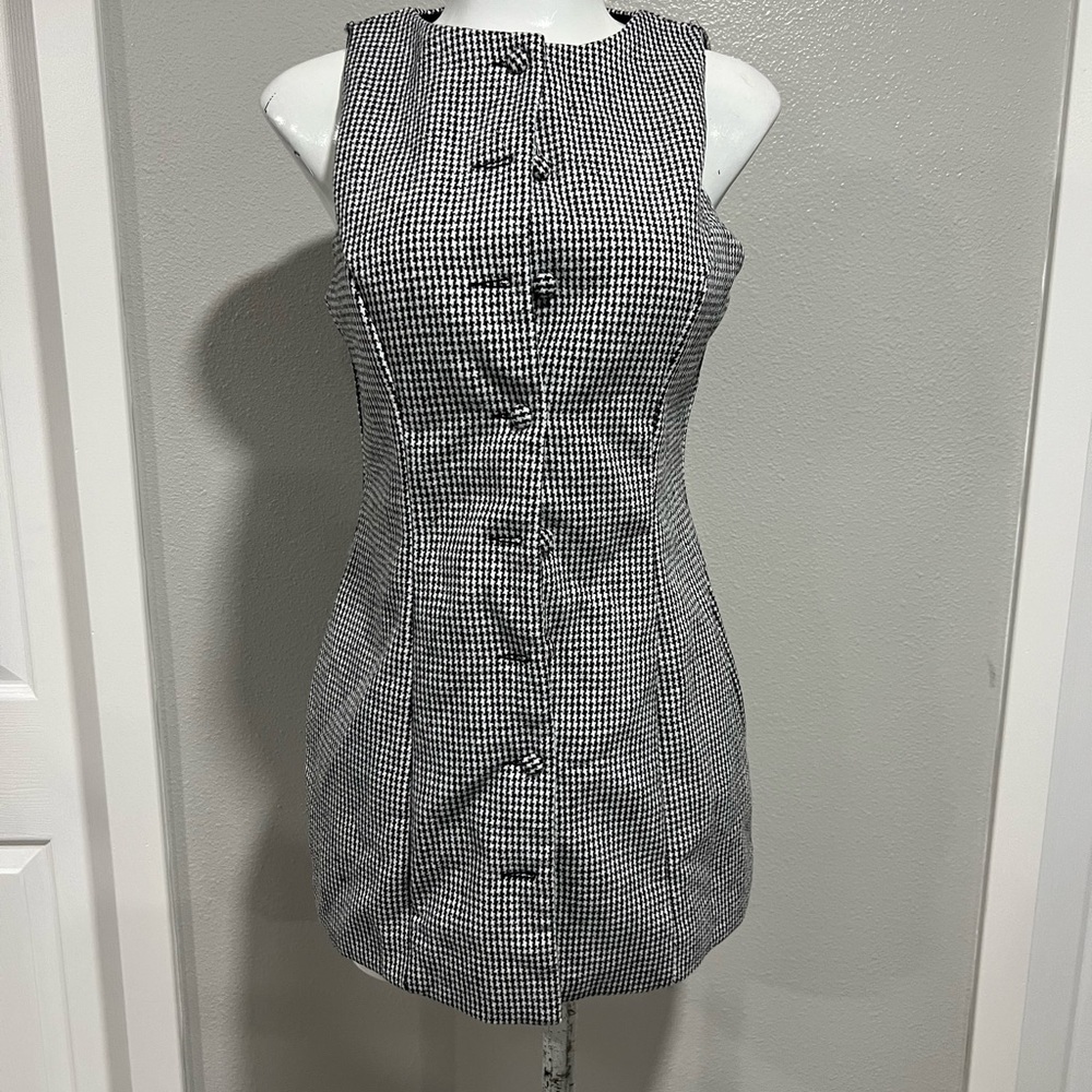 Stylish Black and White Checkered Dress